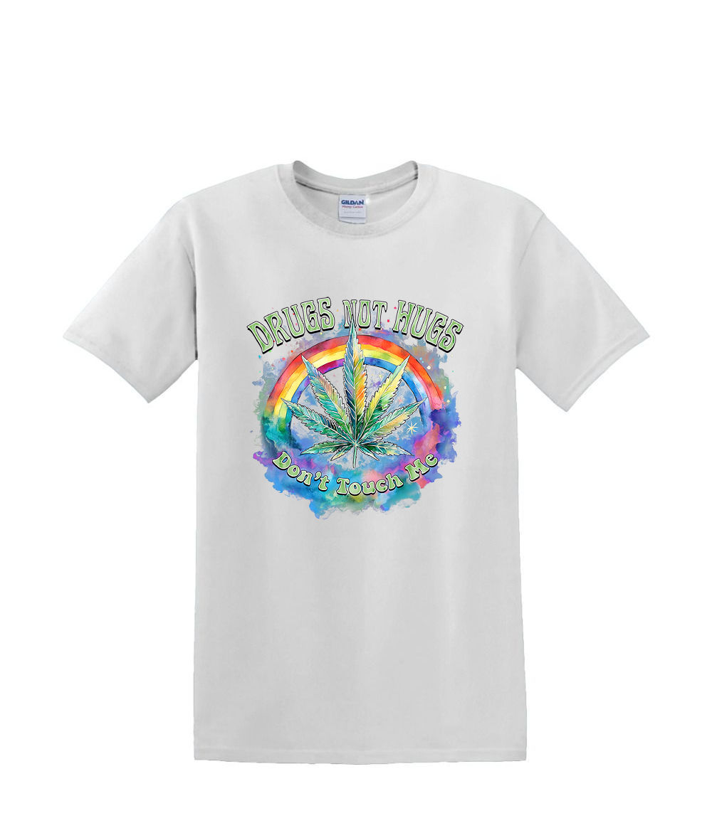 S to 2XL 3XL - DRUGS not HUGS don't touch me - funny weed 420 fun humor adult - Picture 44 of 72