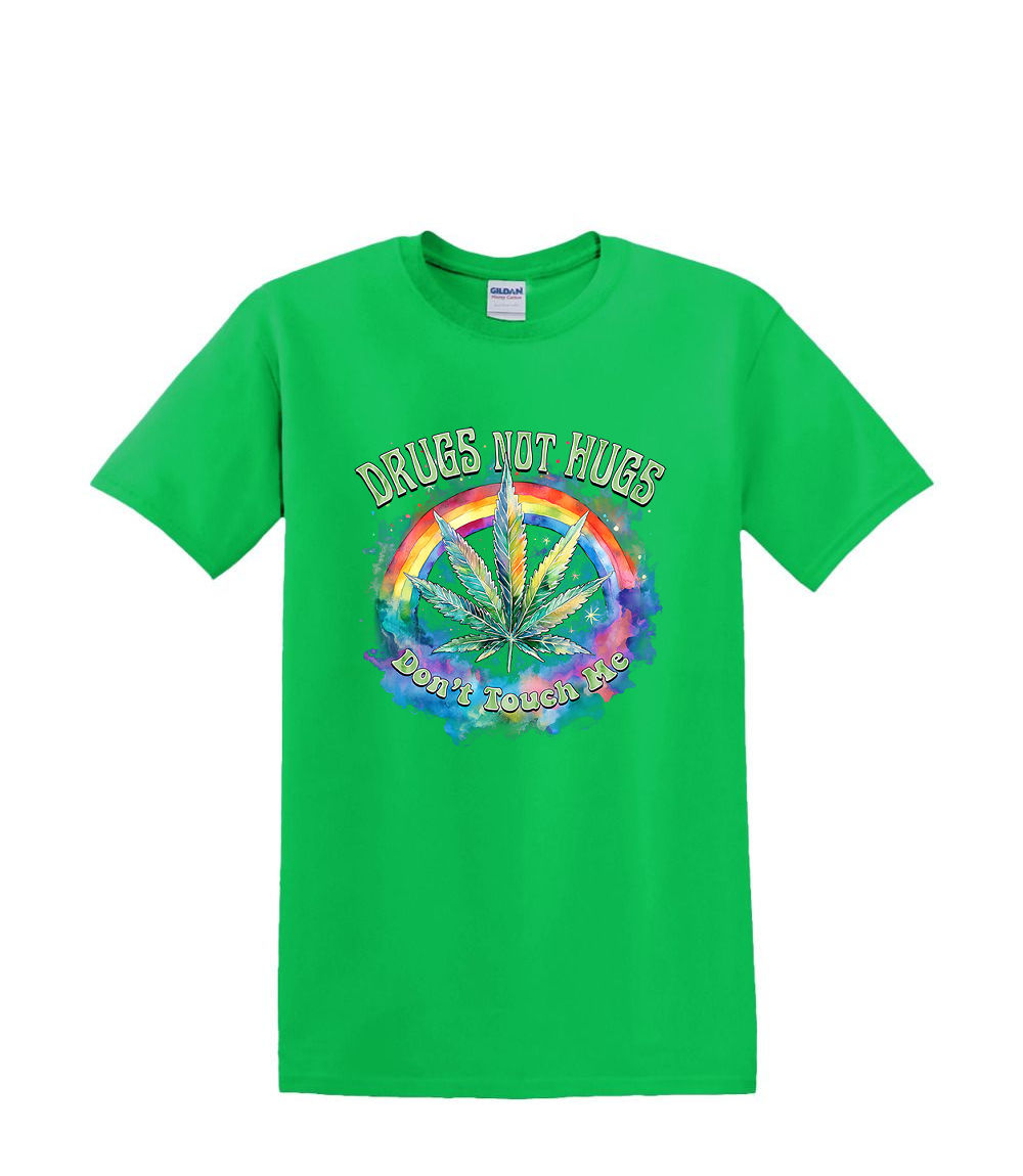 S to 2XL 3XL - DRUGS not HUGS don't touch me - funny weed 420 fun humor adult - Picture 22 of 72