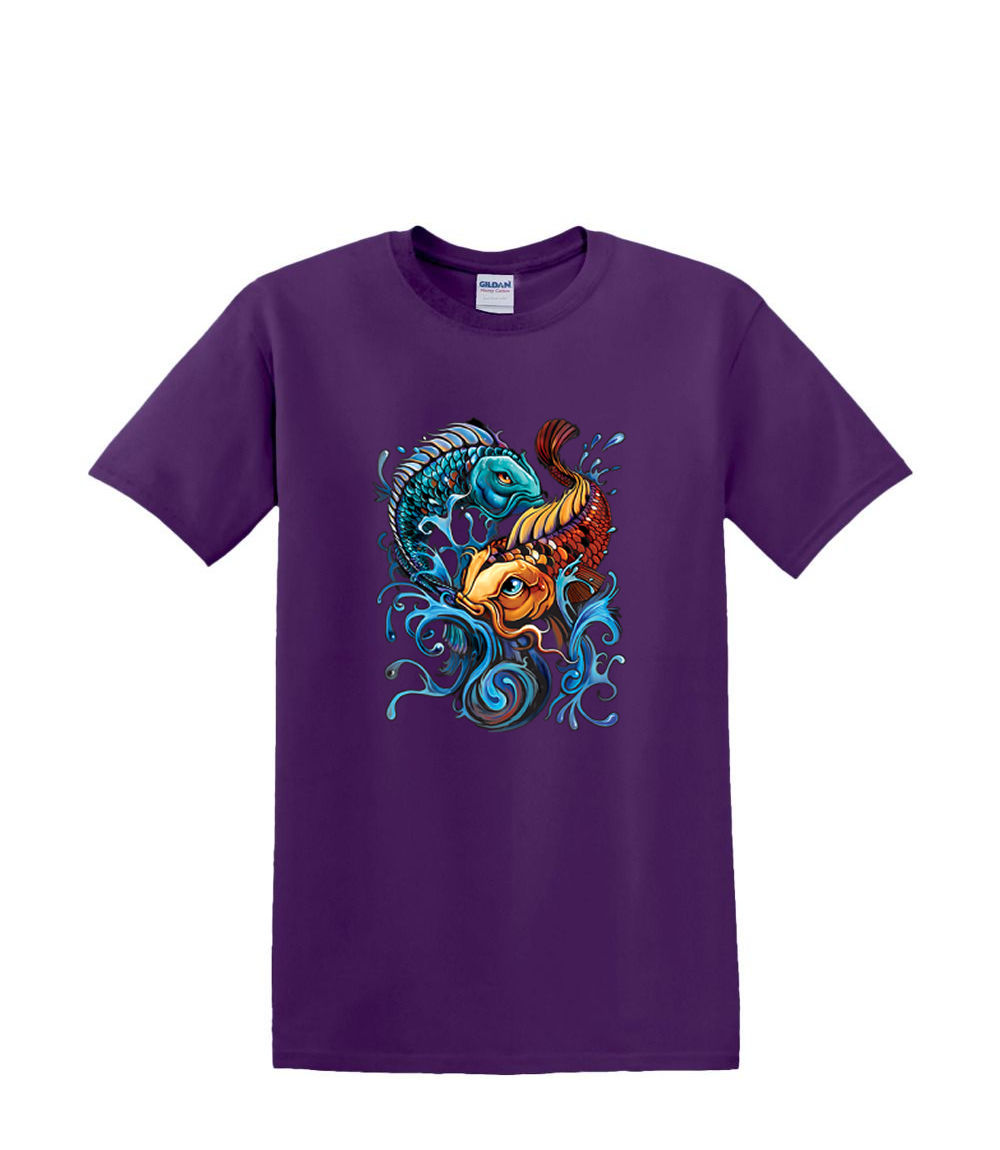 Camiseta S a 2XL 3XL - YIN YANG KOI - pez japonés adulto - Imagen 27 de 72