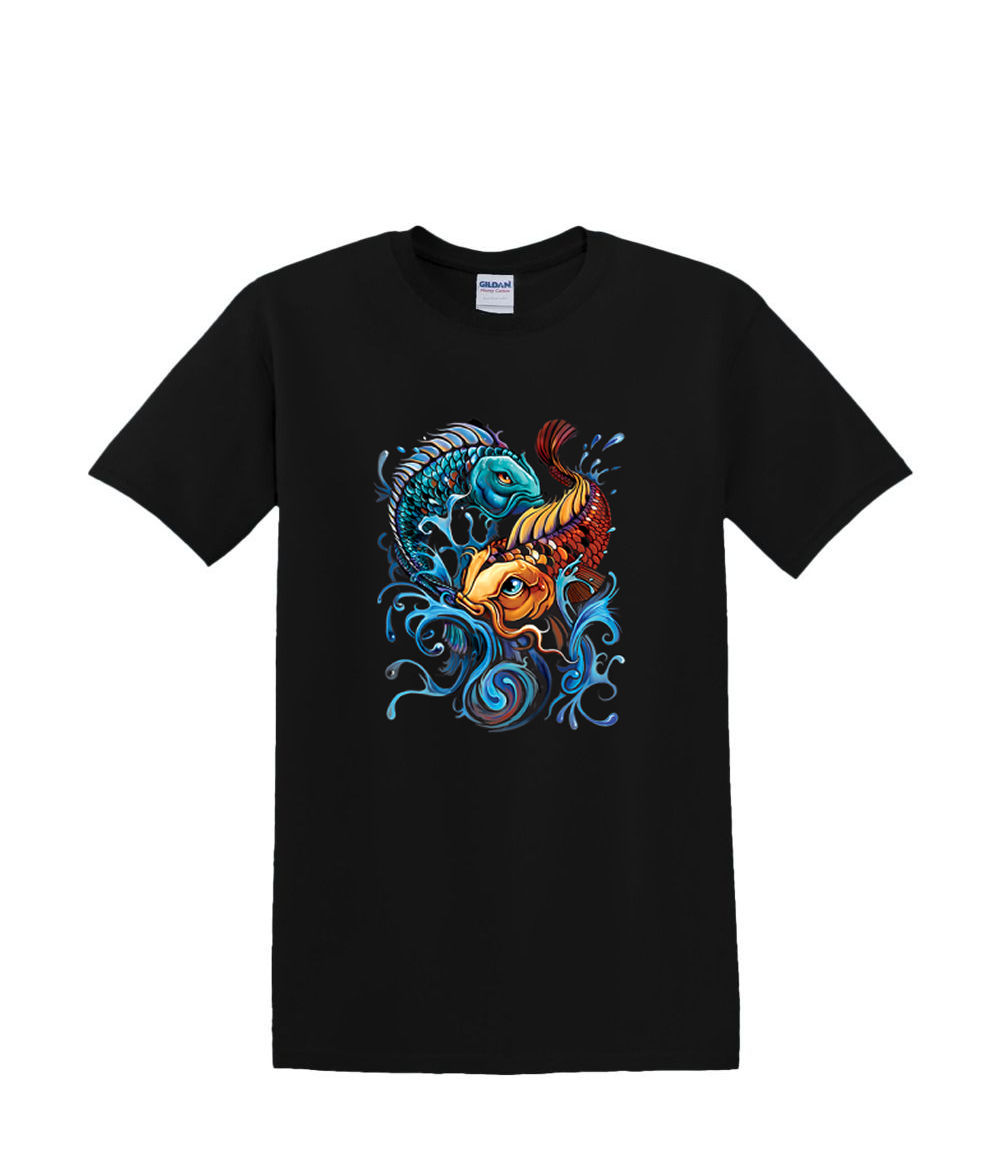 Camiseta S a 2XL 3XL - YIN YANG KOI - pez japonés adulto - Imagen 14 de 72