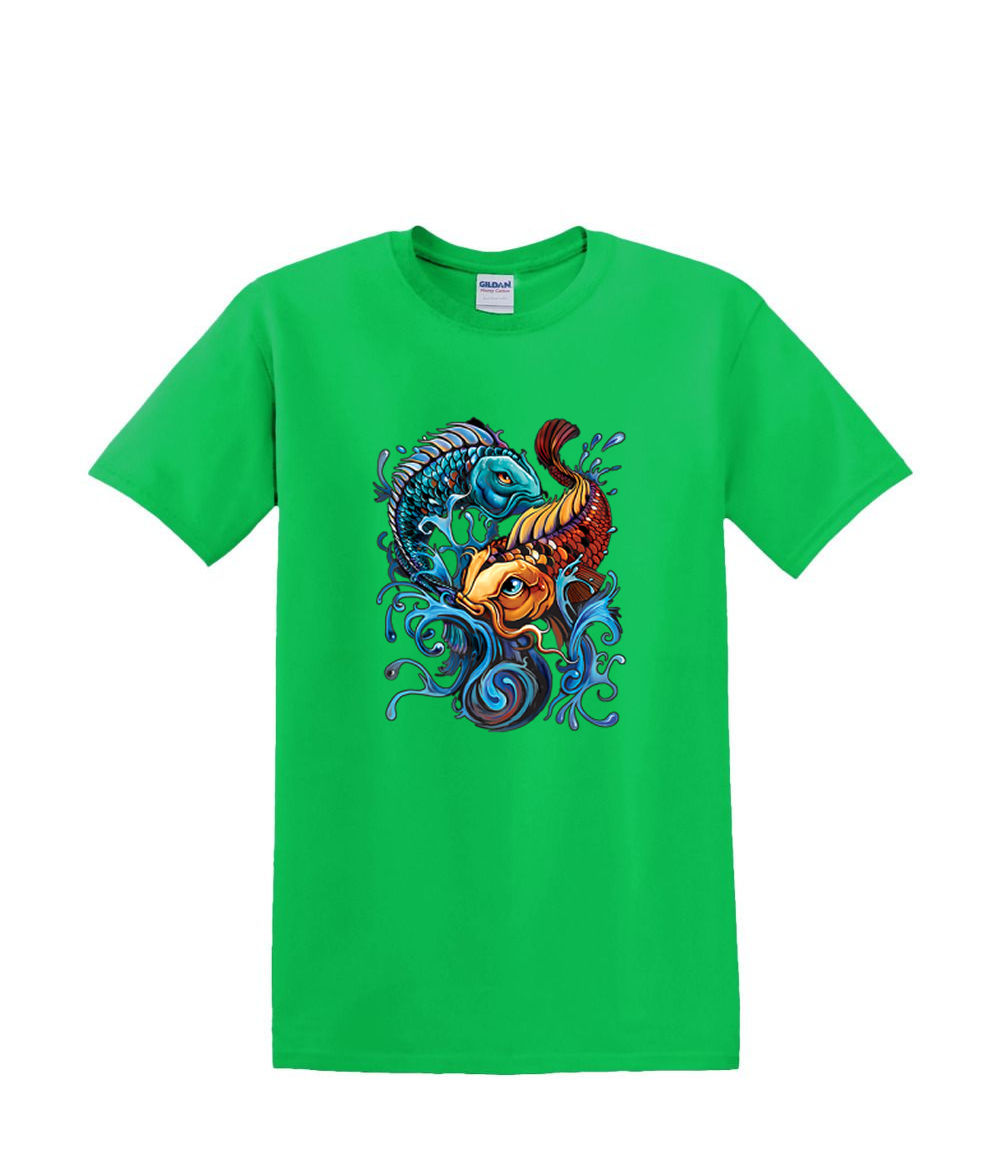 Camiseta S a 2XL 3XL - YIN YANG KOI - pez japonés adulto - Imagen 20 de 72
