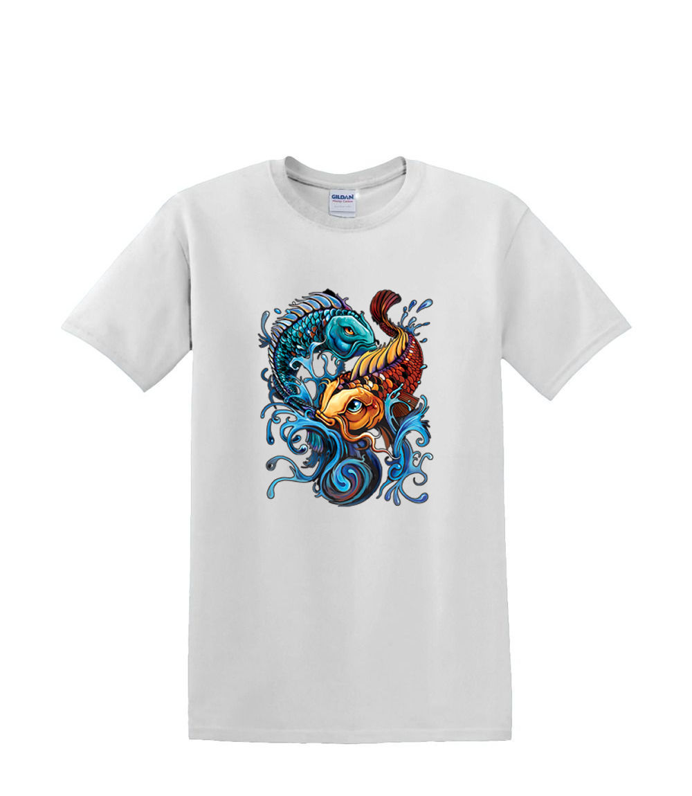 Camiseta S a 2XL 3XL - YIN YANG KOI - pez japonés adulto - Imagen 43 de 72