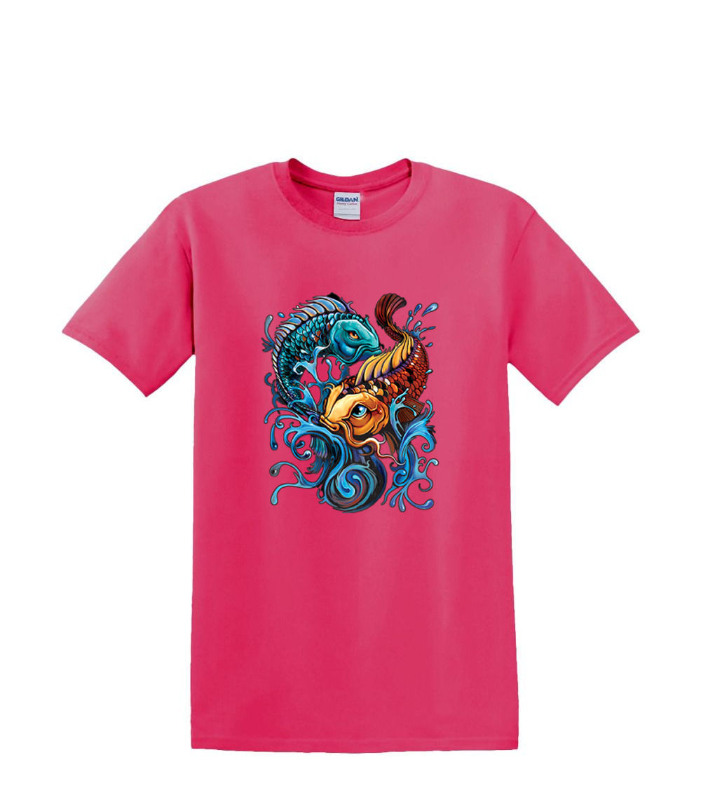 Camiseta S a 2XL 3XL - YIN YANG KOI - pez japonés adulto - Imagen 64 de 72