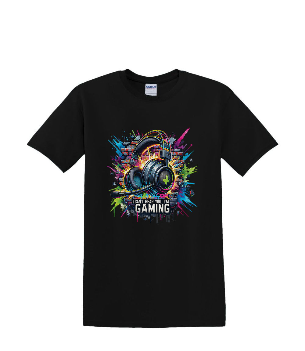 S to 2XL 3XL – CAN’T HEAR YOU GAMING neon headset humour fun classic adult