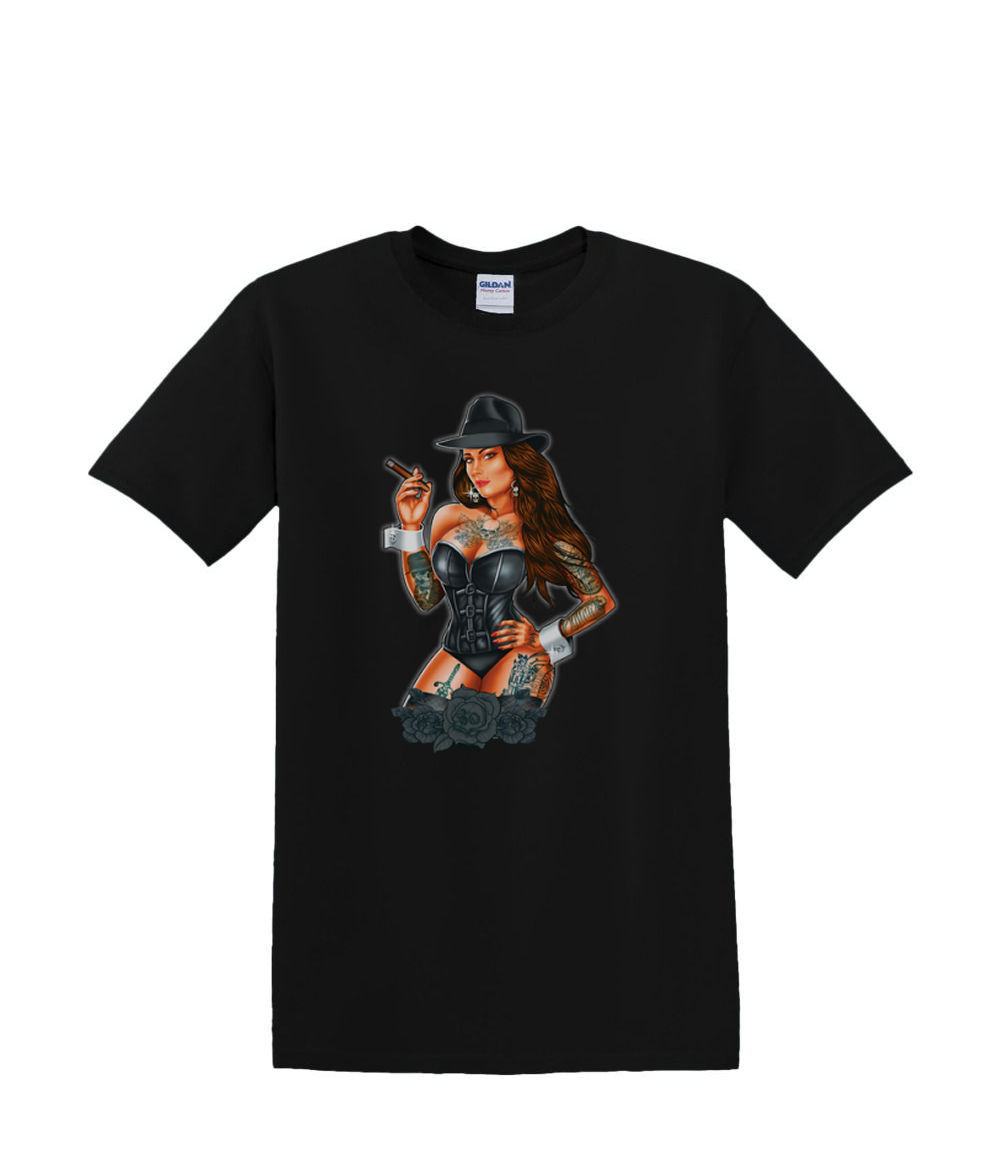 Camiseta S a 2XL 3XL - GÁNGSTER GIRL cigarro pinup sexy divertido humor adulto - Imagen 17 de 72