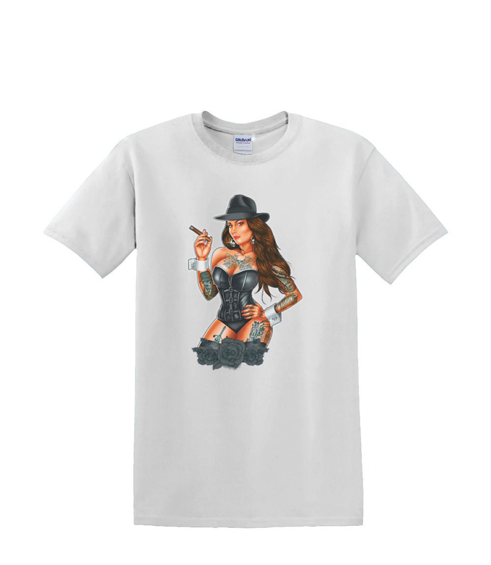 Camiseta S a 2XL 3XL - GÁNGSTER GIRL cigarro pinup sexy divertido humor adulto - Imagen 48 de 72