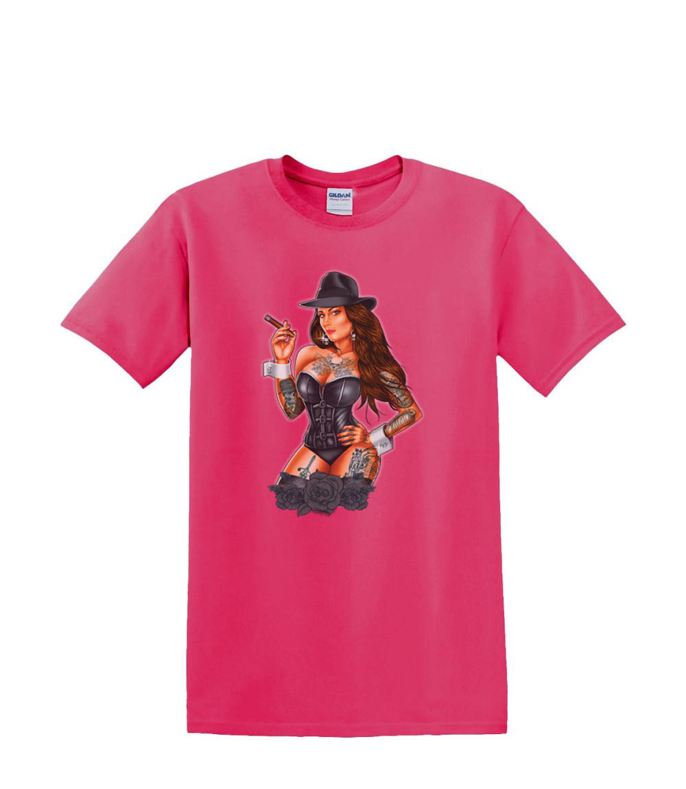 Camiseta S a 2XL 3XL - GÁNGSTER GIRL cigarro pinup sexy divertido humor adulto - Imagen 63 de 72