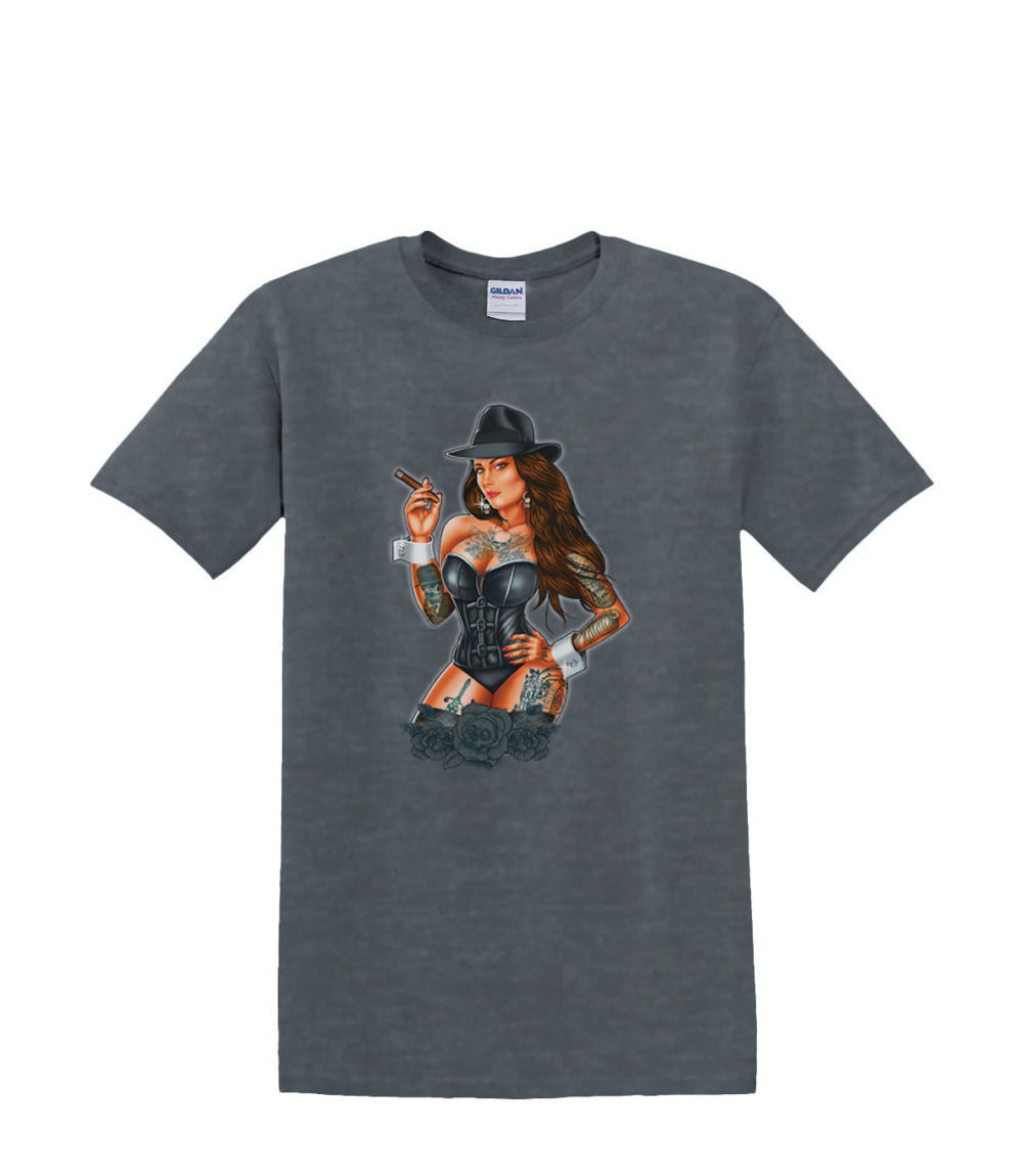 Camiseta S a 2XL 3XL - GÁNGSTER GIRL cigarro pinup sexy divertido humor adulto - Imagen 58 de 72