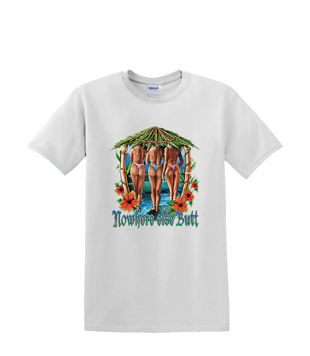 Camiseta S a 2xl 3xl NOWHERE BUTT TIKI cabaña resort sexy pinup bikini humor - Imagen 48 de 72