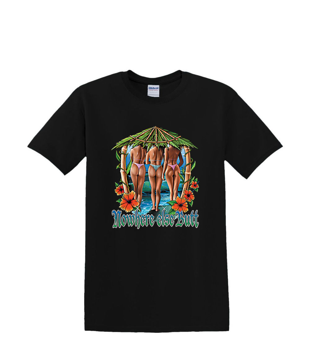 Camiseta S a 2xl 3xl NOWHERE BUTT TIKI cabaña resort sexy pinup bikini humor - Imagen 18 de 72