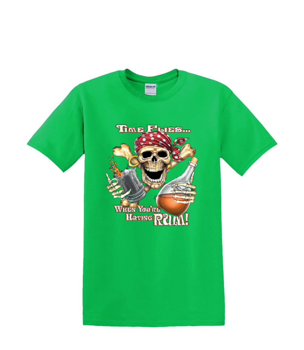 T-Shirt S to 2xl 3xl - TIME FLIES when drinking rum pirate sailing fun humor - Picture 22 of 72