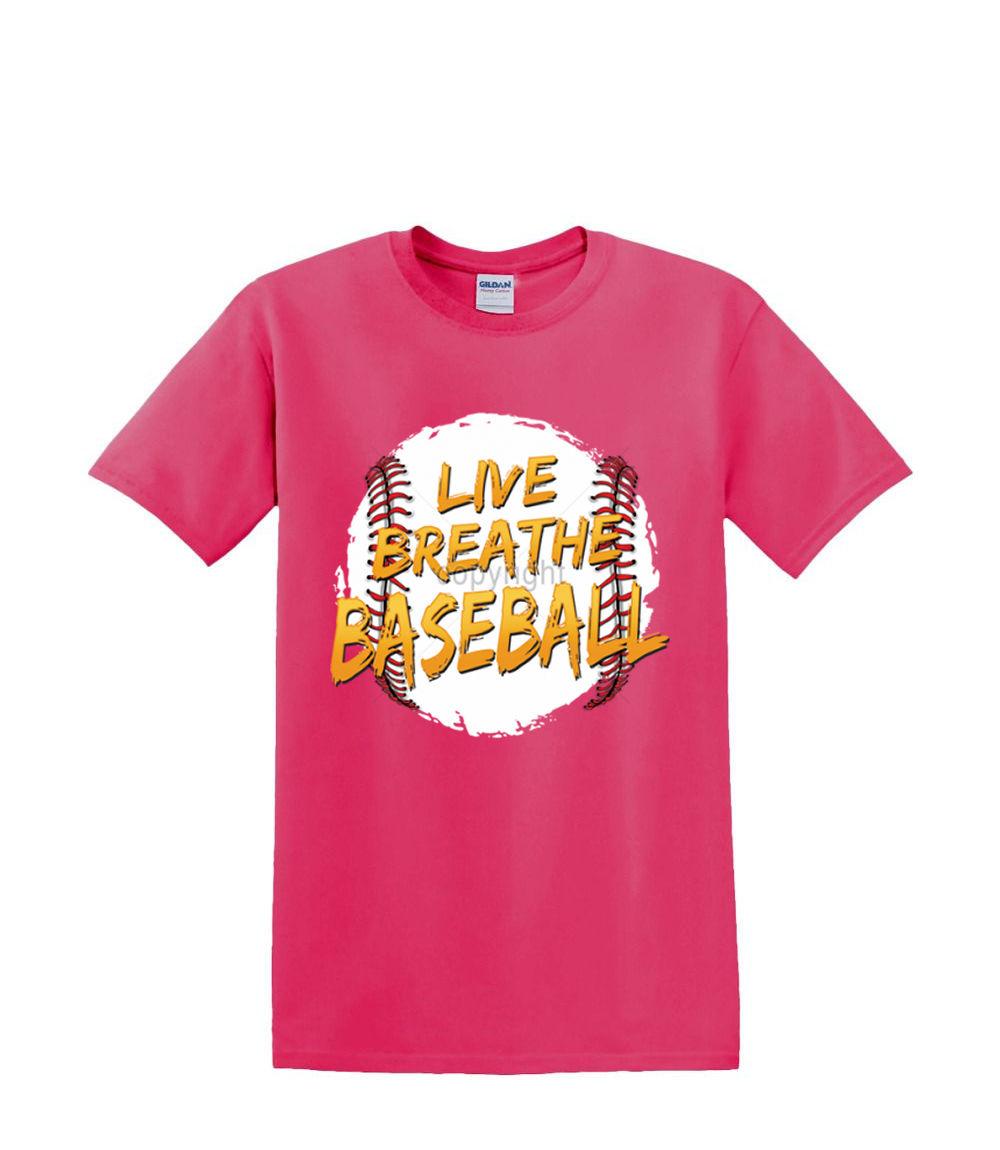 T-Shirt S to 2xl 3xl -LIVE BREATHE BASEBALL sports fun humor adult - Picture 65 of 72