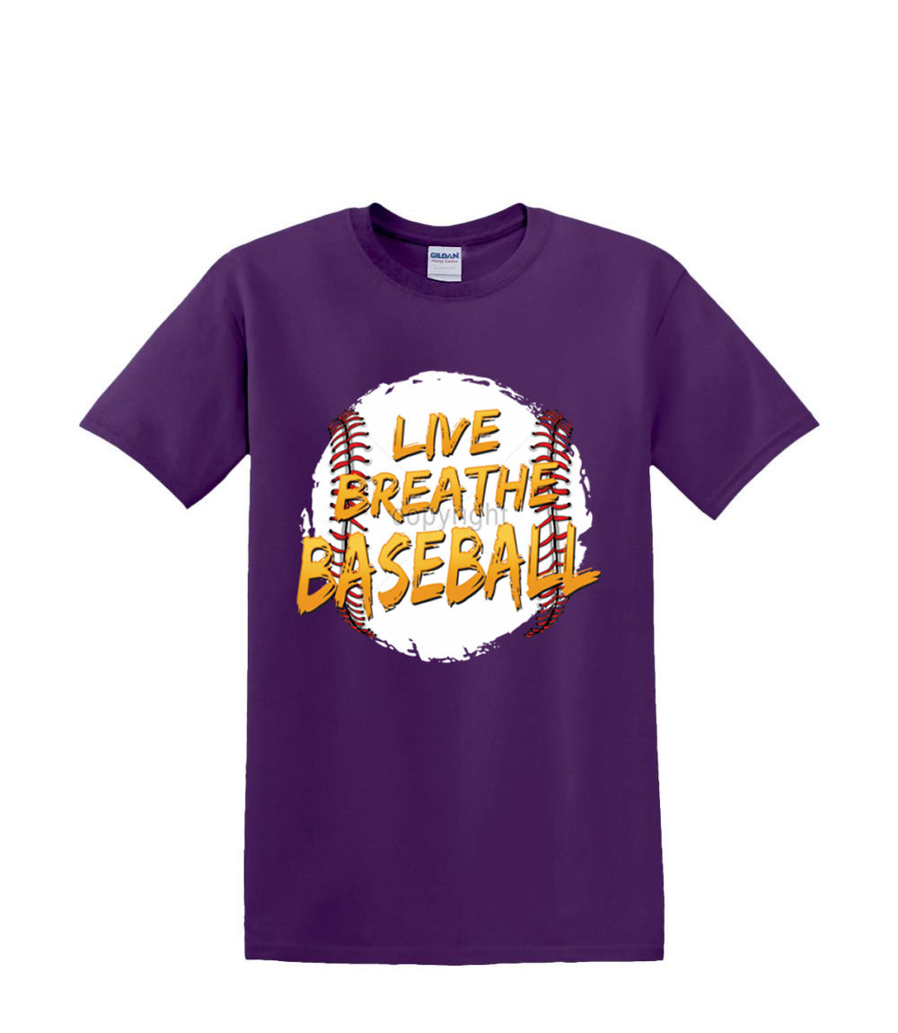 T-Shirt S to 2xl 3xl -LIVE BREATHE BASEBALL sports fun humor adult - Picture 30 of 72