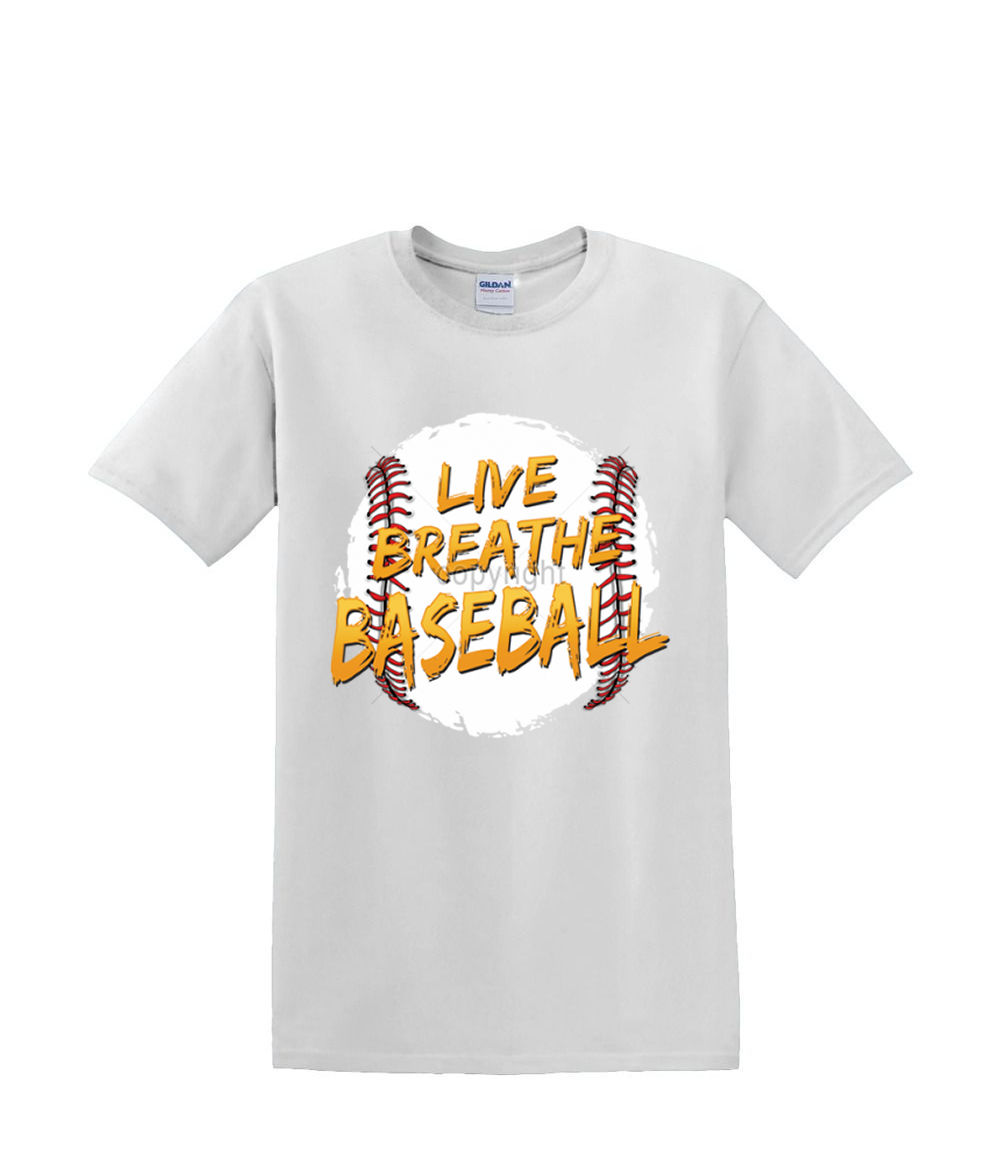 T-Shirt S to 2xl 3xl -LIVE BREATHE BASEBALL sports fun humor adult - Picture 45 of 72