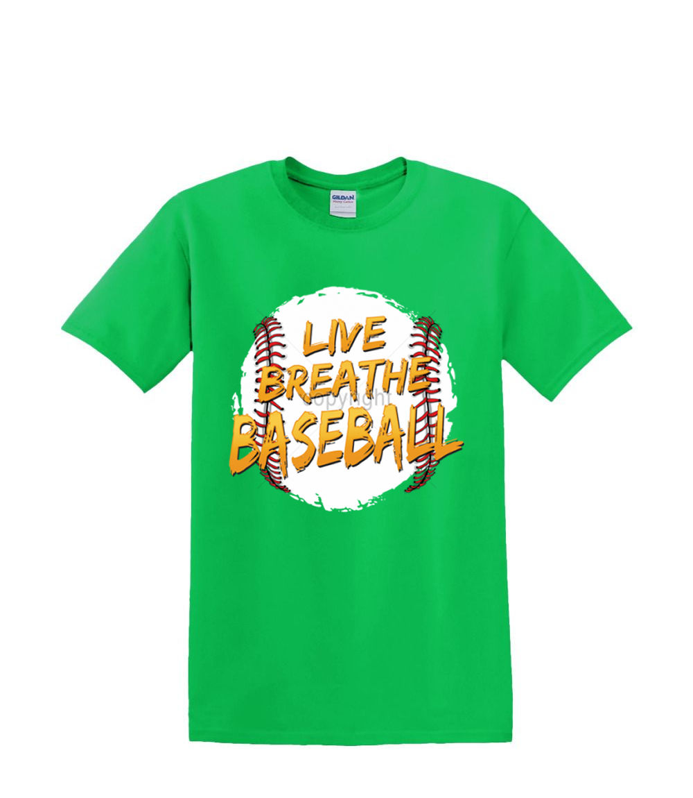 T-Shirt S to 2xl 3xl -LIVE BREATHE BASEBALL sports fun humor adult - Picture 20 of 72