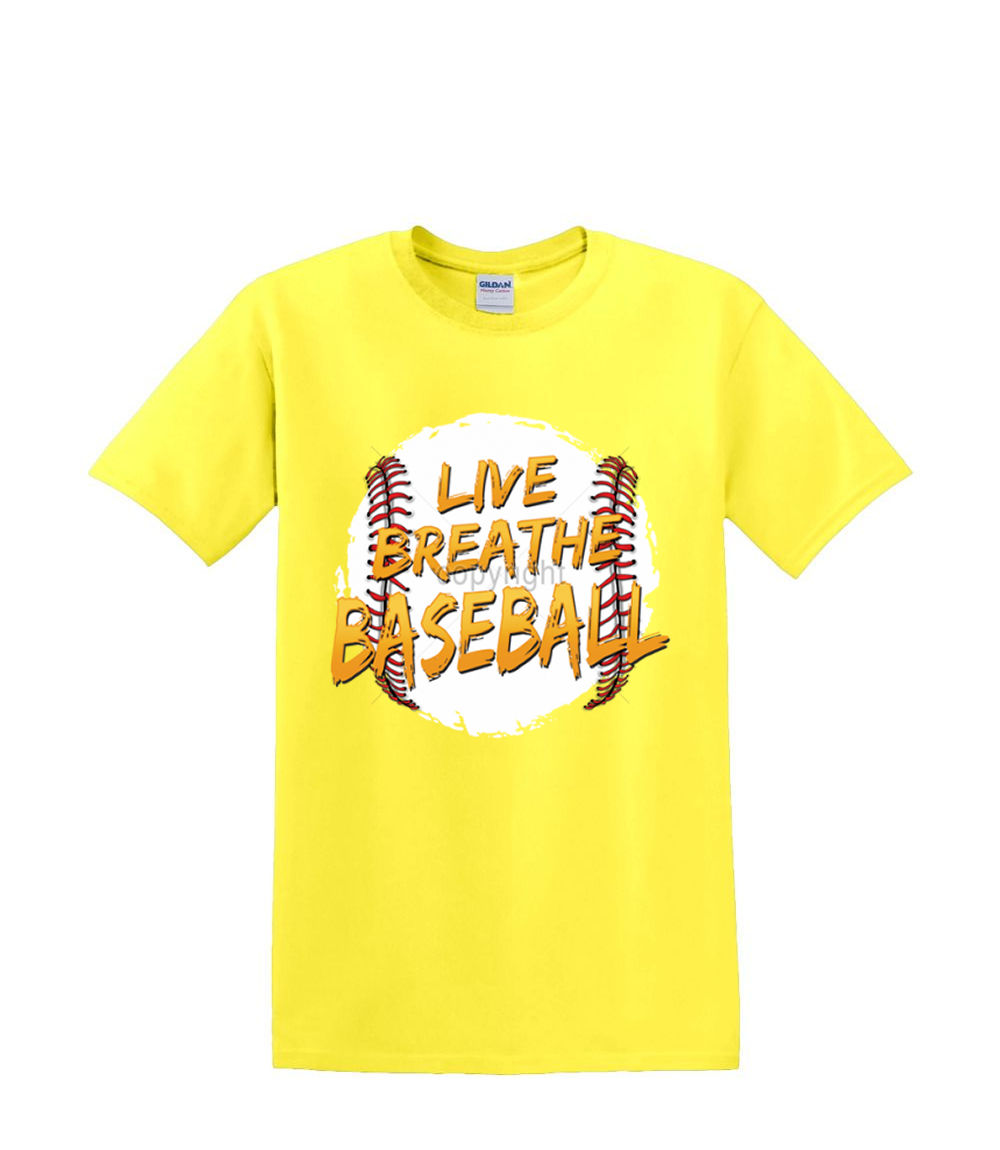 T-Shirt S to 2xl 3xl -LIVE BREATHE BASEBALL sports fun humor adult - Picture 50 of 72