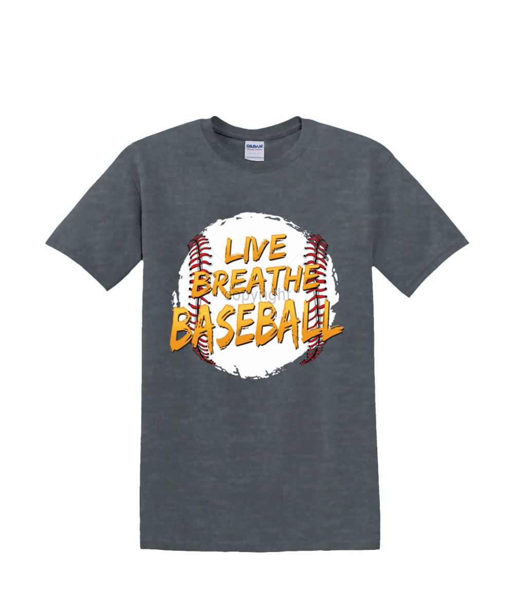 T-Shirt S to 2xl 3xl -LIVE BREATHE BASEBALL sports fun humor adult - Picture 58 of 72