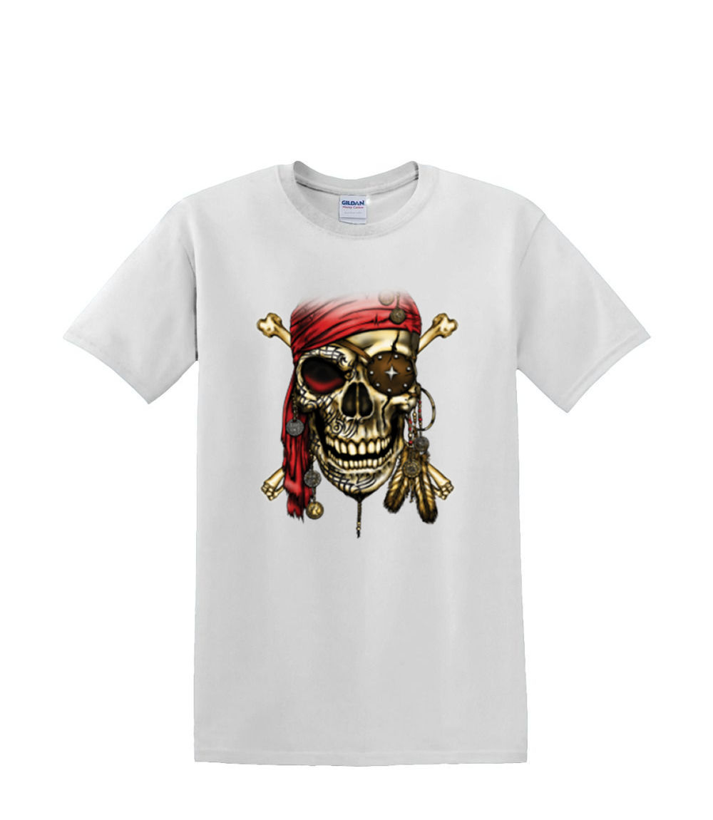 T-Shirt S to 2xl 3xl - PIRATE SKULL red bandana fun humor adult - Picture 47 of 72