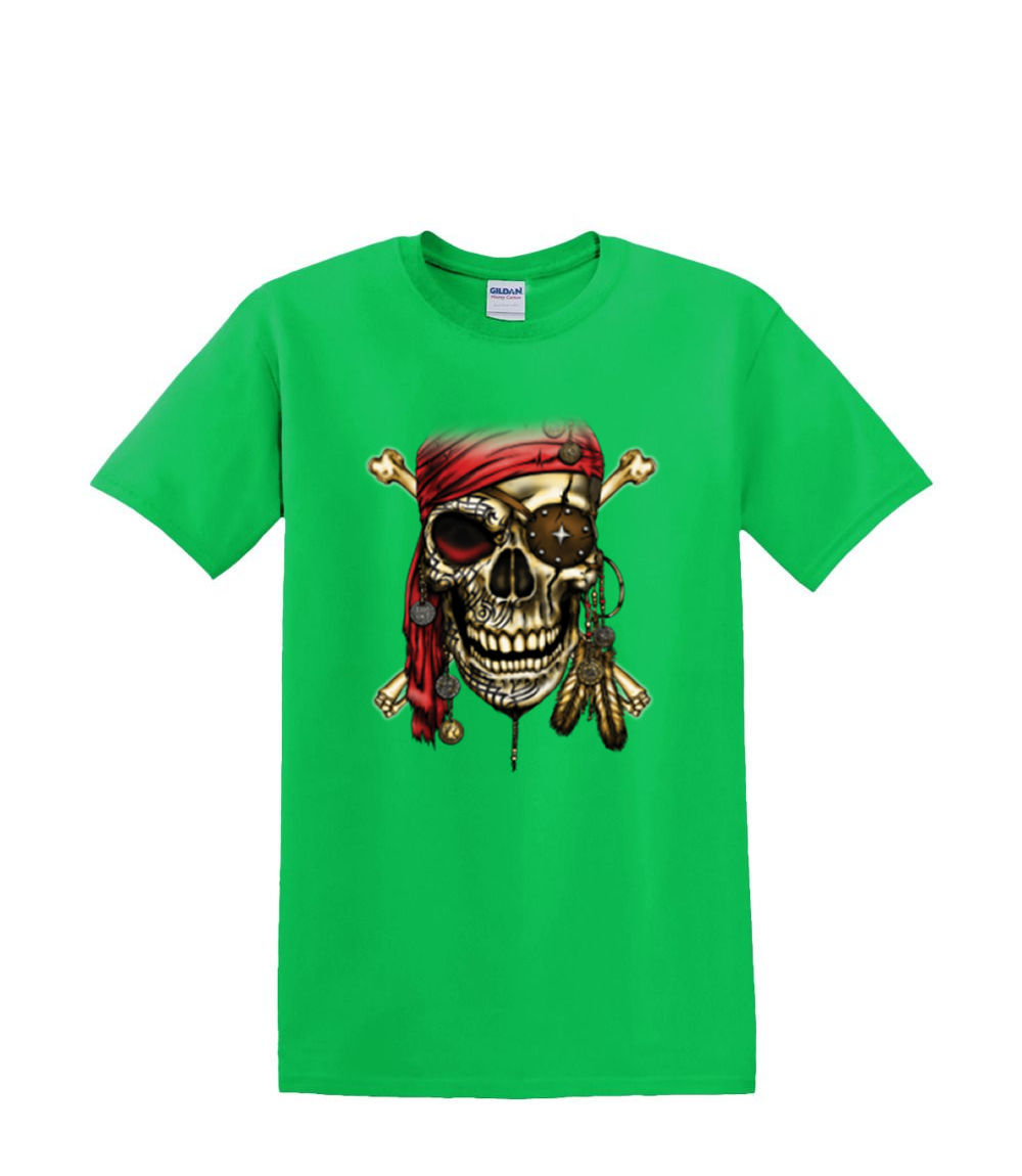 T-Shirt S to 2xl 3xl - PIRATE SKULL red bandana fun humor adult - Picture 23 of 72