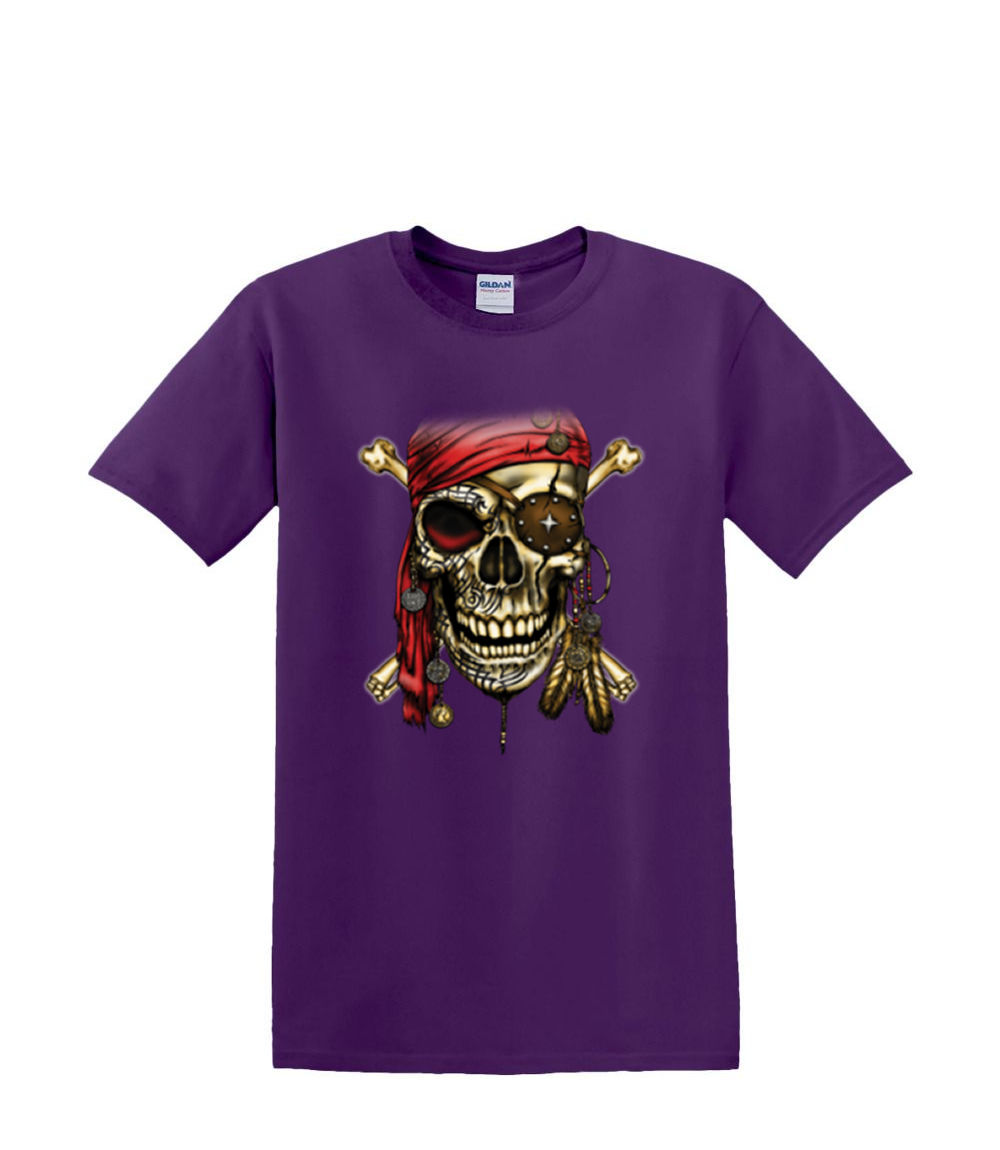 T-Shirt S to 2xl 3xl - PIRATE SKULL red bandana fun humor adult - Picture 29 of 72
