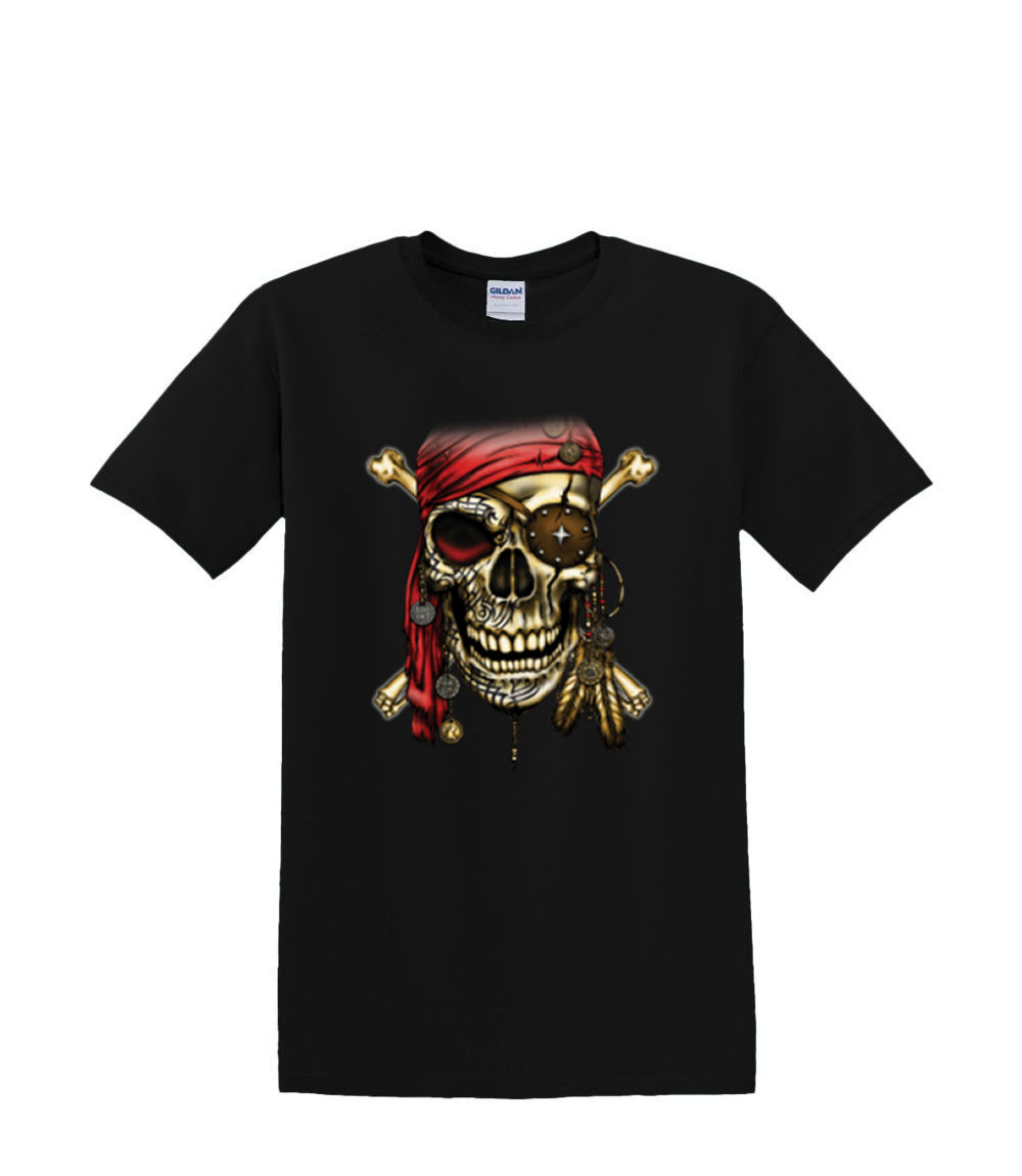 T-Shirt S to 2xl 3xl - PIRATE SKULL red bandana fun humor adult - Picture 14 of 72