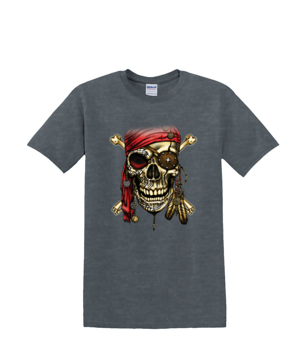 T-Shirt S to 2xl 3xl - PIRATE SKULL red bandana fun humor adult - Picture 56 of 72