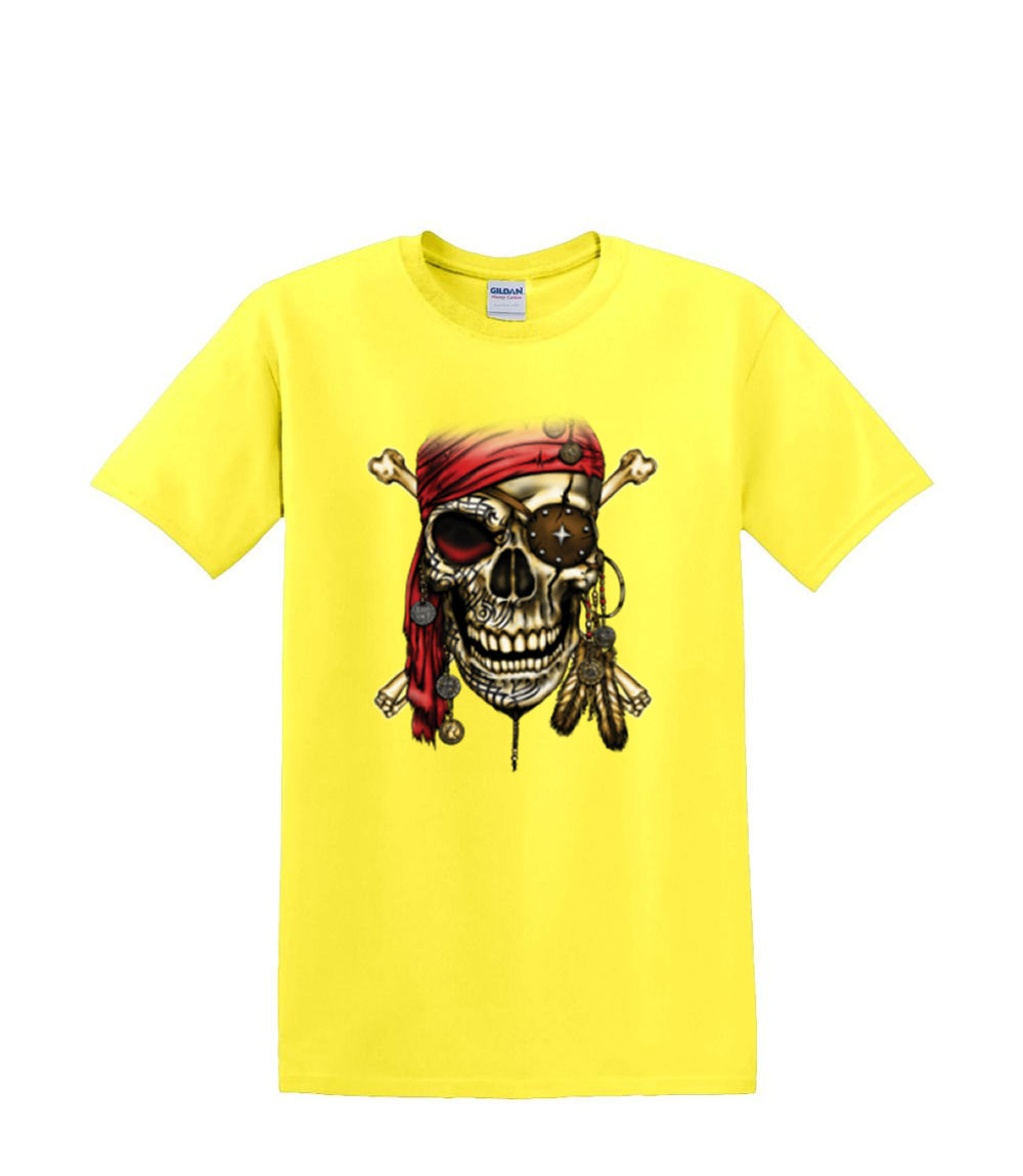 T-Shirt S to 2xl 3xl - PIRATE SKULL red bandana fun humor adult - Picture 50 of 72