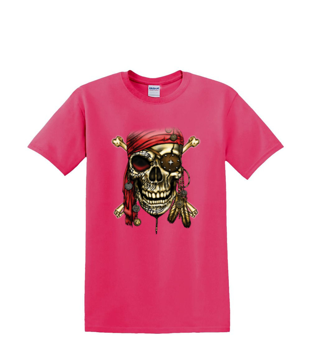 T-Shirt S to 2xl 3xl - PIRATE SKULL red bandana fun humor adult - Picture 61 of 72