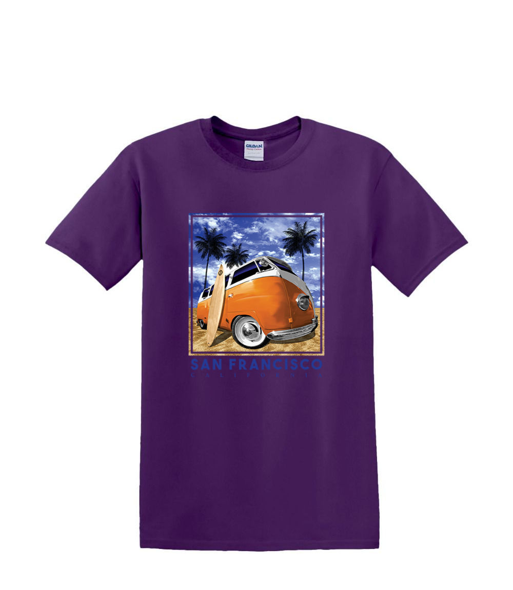 t-Shirt S to 2xl 3xl - fisheye beach bum BUS hotrod san francisco fun resort - Picture 29 of 72