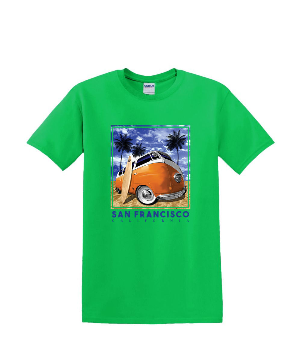 t-Shirt S to 2xl 3xl - fisheye beach bum BUS hotrod san francisco fun resort - Picture 24 of 72