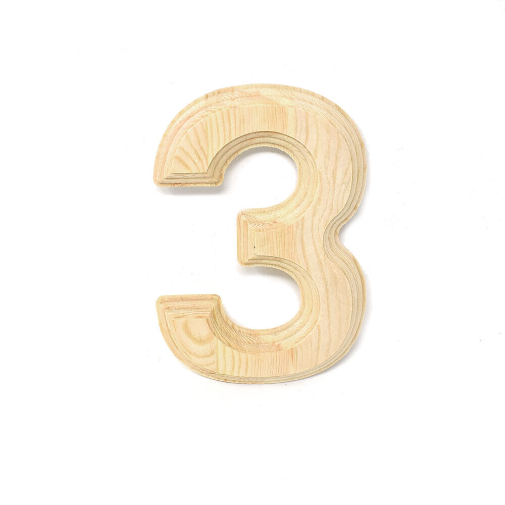 Pine Wood Beveled Wooden Numbers, Natural, 6-inch - Picture 5 of 11