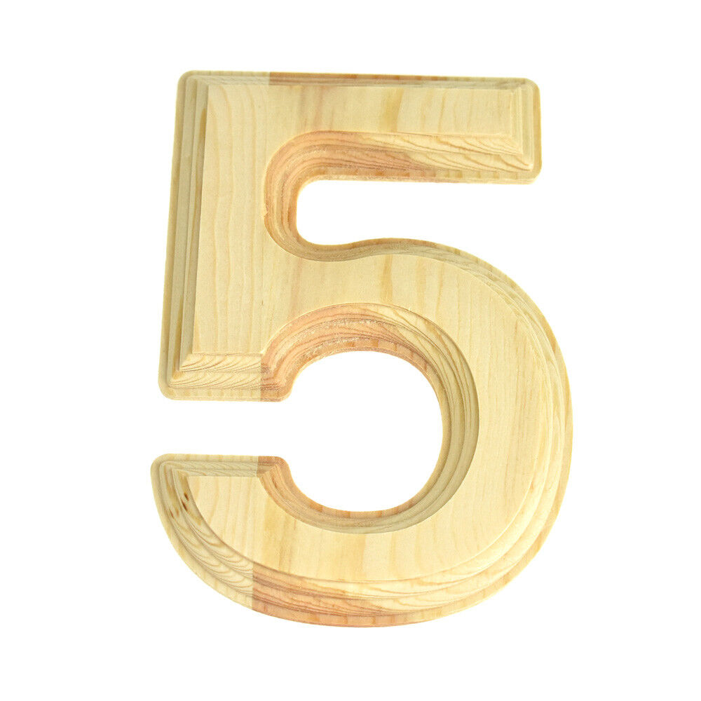 Pine Wood Beveled Wooden Numbers, Natural, 6-inch - Picture 7 of 11