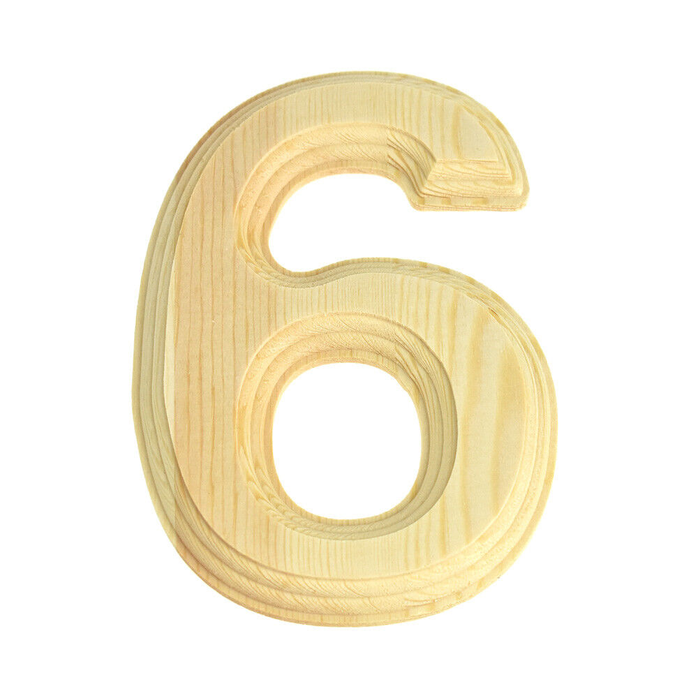 Pine Wood Beveled Wooden Numbers, Natural, 6-inch - Picture 8 of 11