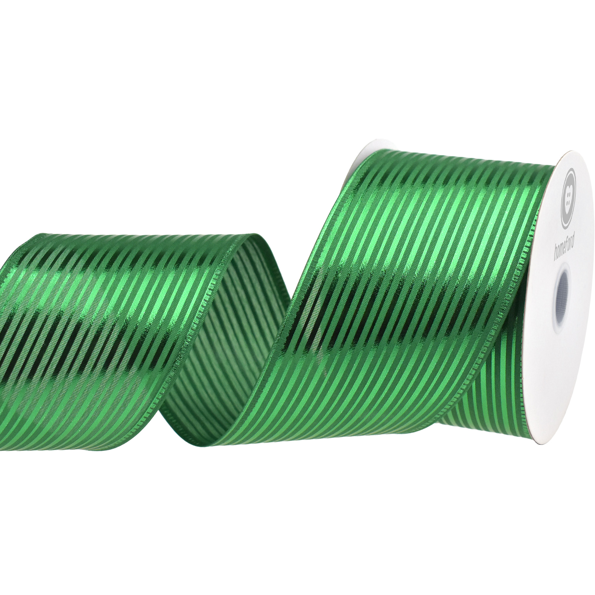 Christmas Vertical Grain Stripes Wired Ribbon, 10-yard - Picture 7 of 17