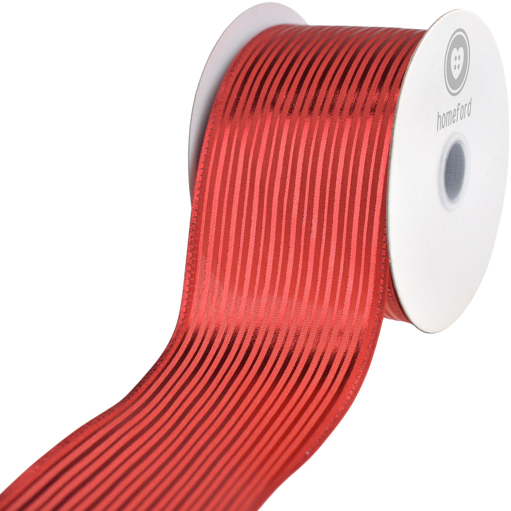 Christmas Vertical Grain Stripes Wired Ribbon, 10-yard - Picture 2 of 17