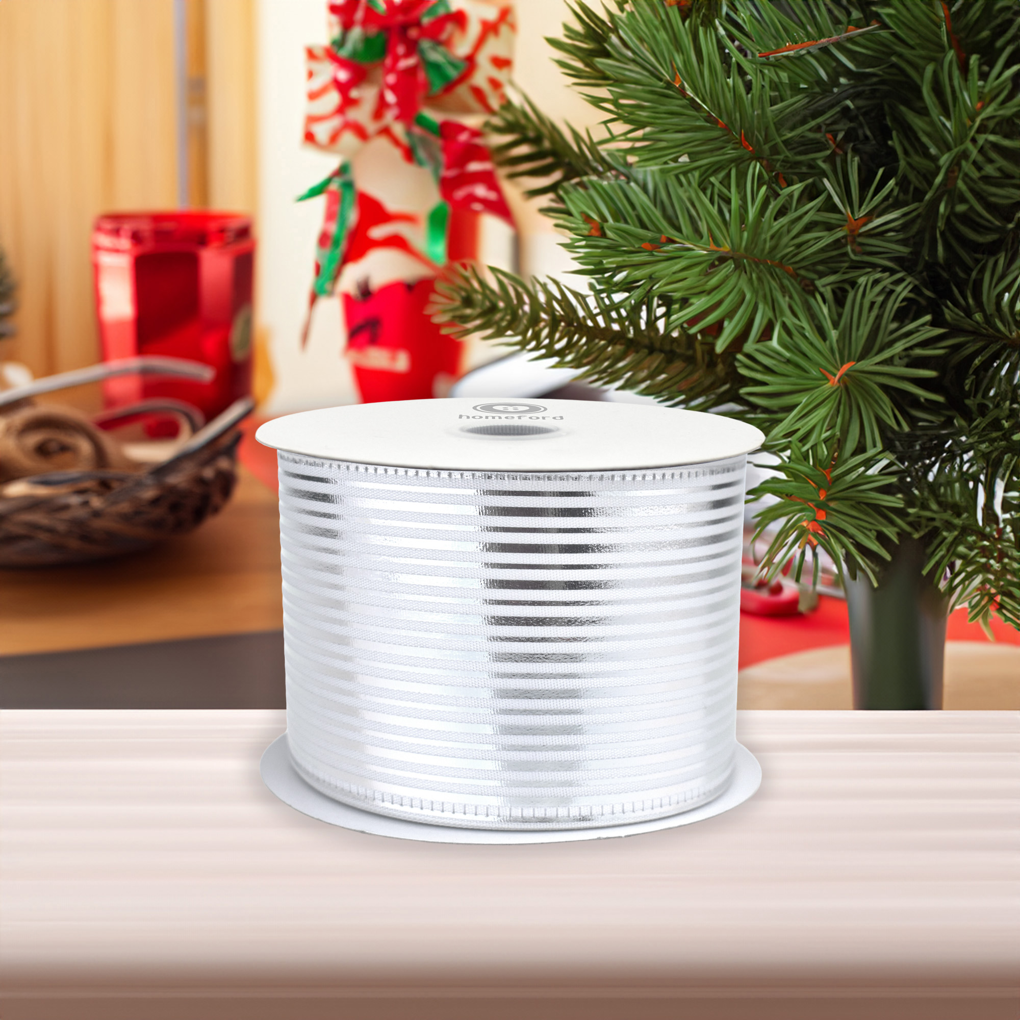 Christmas Vertical Grain Stripes Wired Ribbon, 10-yard - Picture 17 of 17
