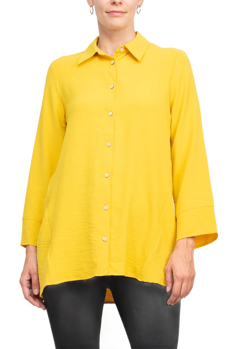 Counterparts Collared 3/4 Sleeve Solid Button Down Shirt - Picture 13 of 15