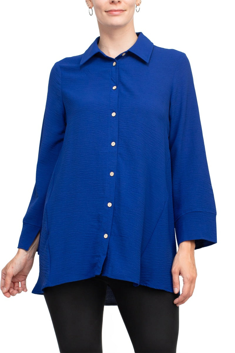 Counterparts Collared 3/4 Sleeve Solid Button Down Shirt - Picture 15 of 15