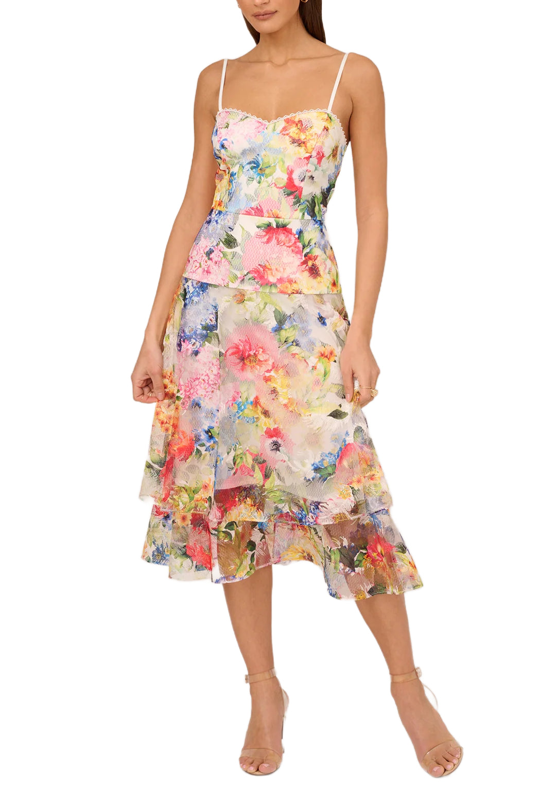 Adrianna Papell Printed Embroidered Fit & Flare Dress - Picture 7 of 7