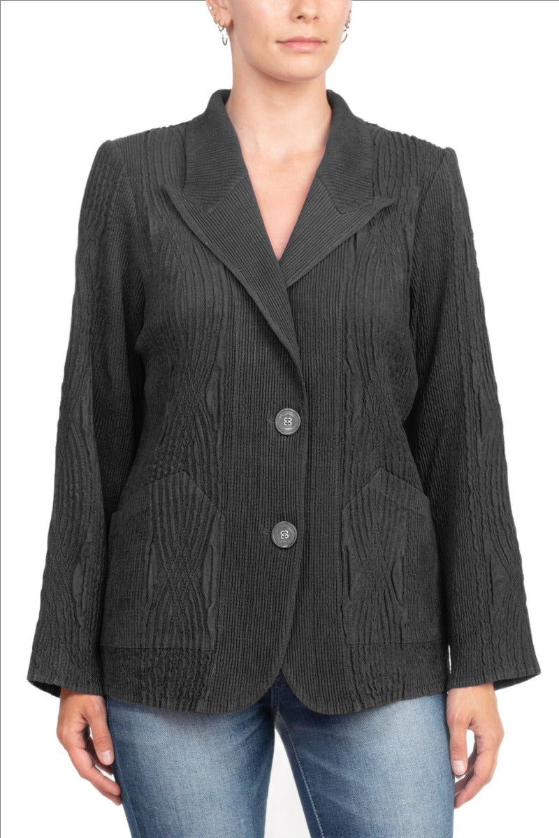 Flair Kerbkragen Langarm 2 Knopf Verschluss Solide Kunstleder Jacke - Bild 14 von 19