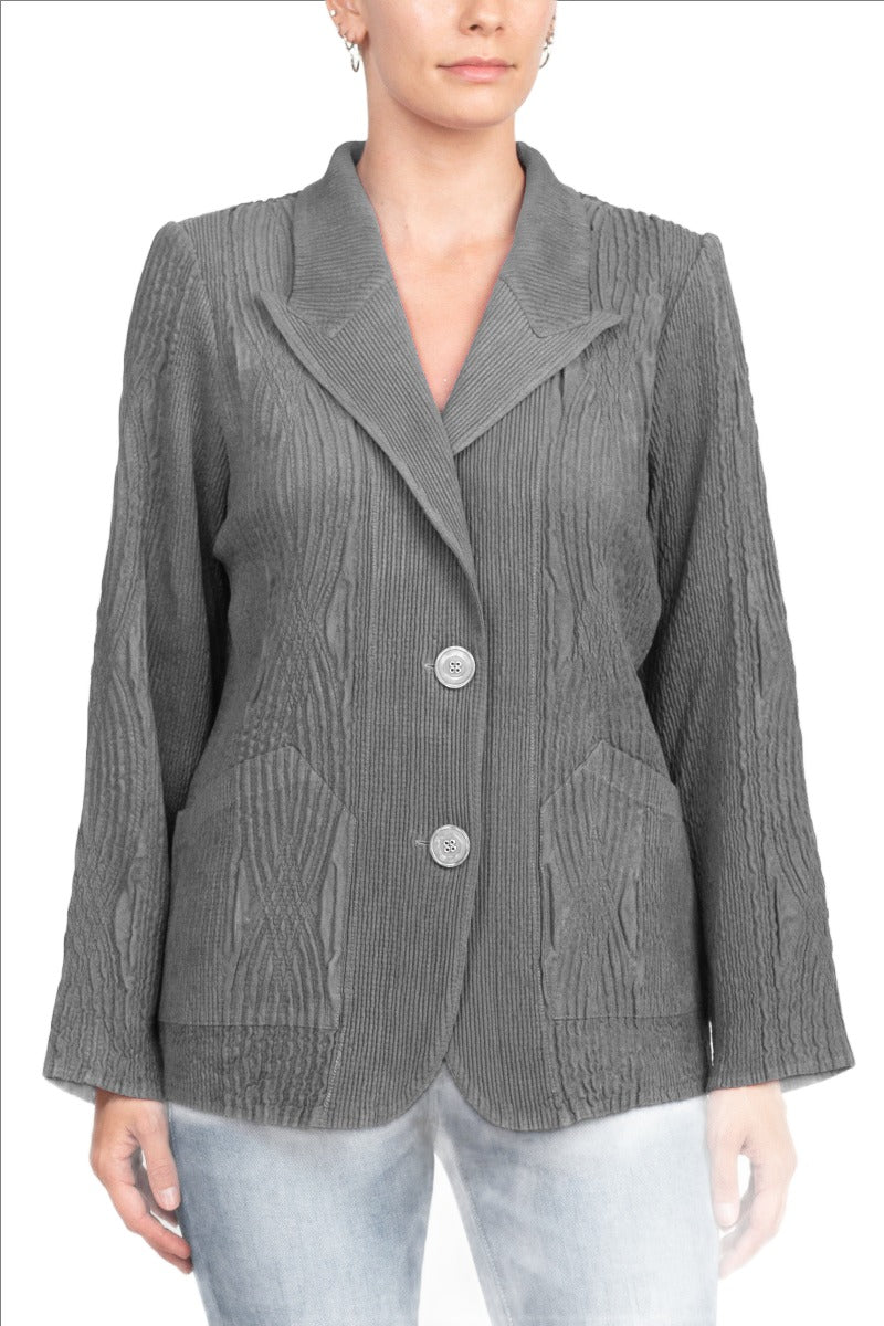 Flair Kerbkragen Langarm 2 Knopf Verschluss Solide Kunstleder Jacke - Bild 15 von 19