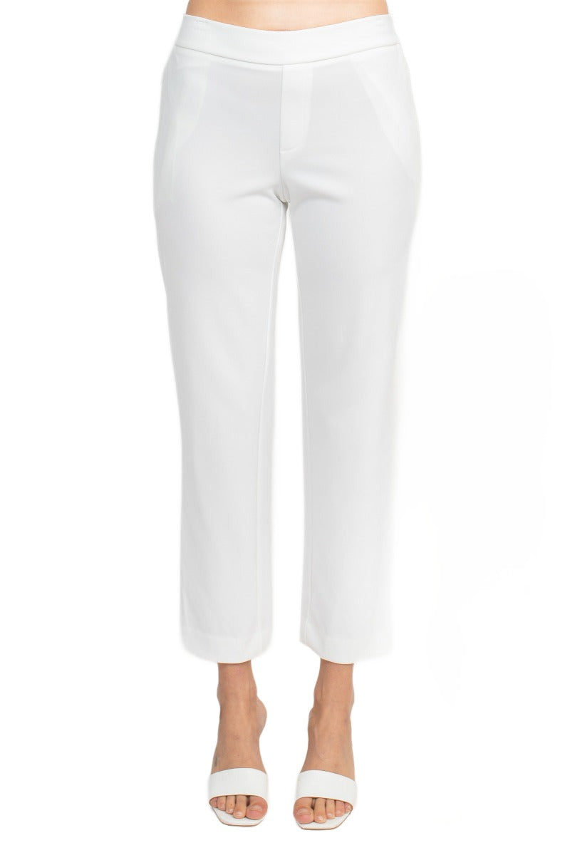 T Tahari Mid Waist Pull On Ankle Slim Fit Crepe Pant with Pockets - Picture 5 of 5