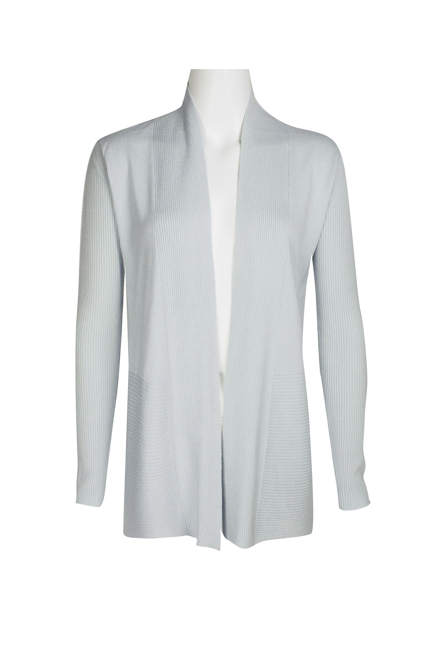 Joan Vass NY Open Front long Sleeve SharkBite Rib Detail Cardigan - Picture 8 of 9