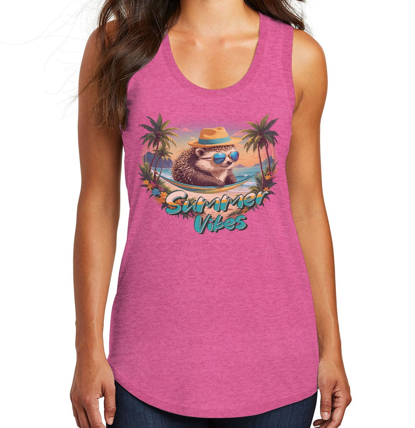 Summer Vibes Porcupine – Women’s Tri-Blend Racerback Tank