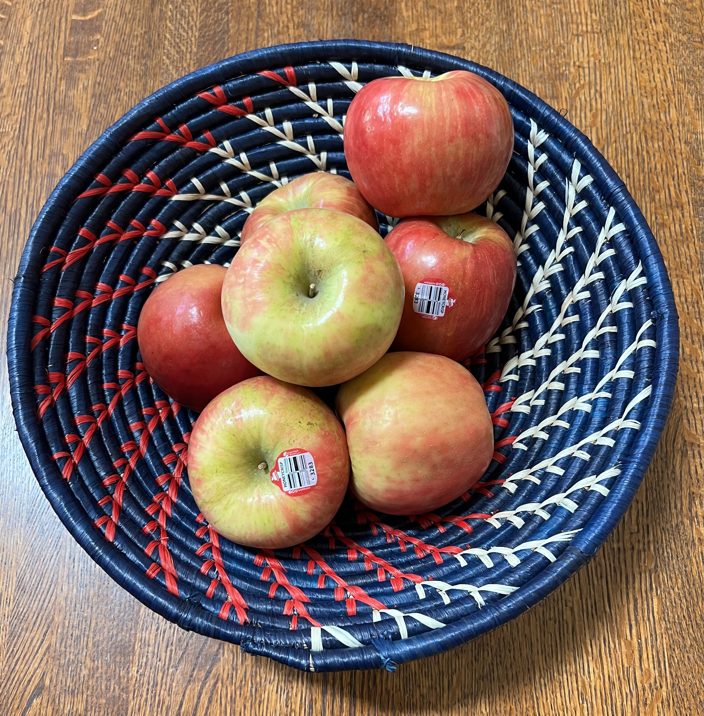 Handwoven Orange, Black, Natural Raffia Bowl - Various Sizes