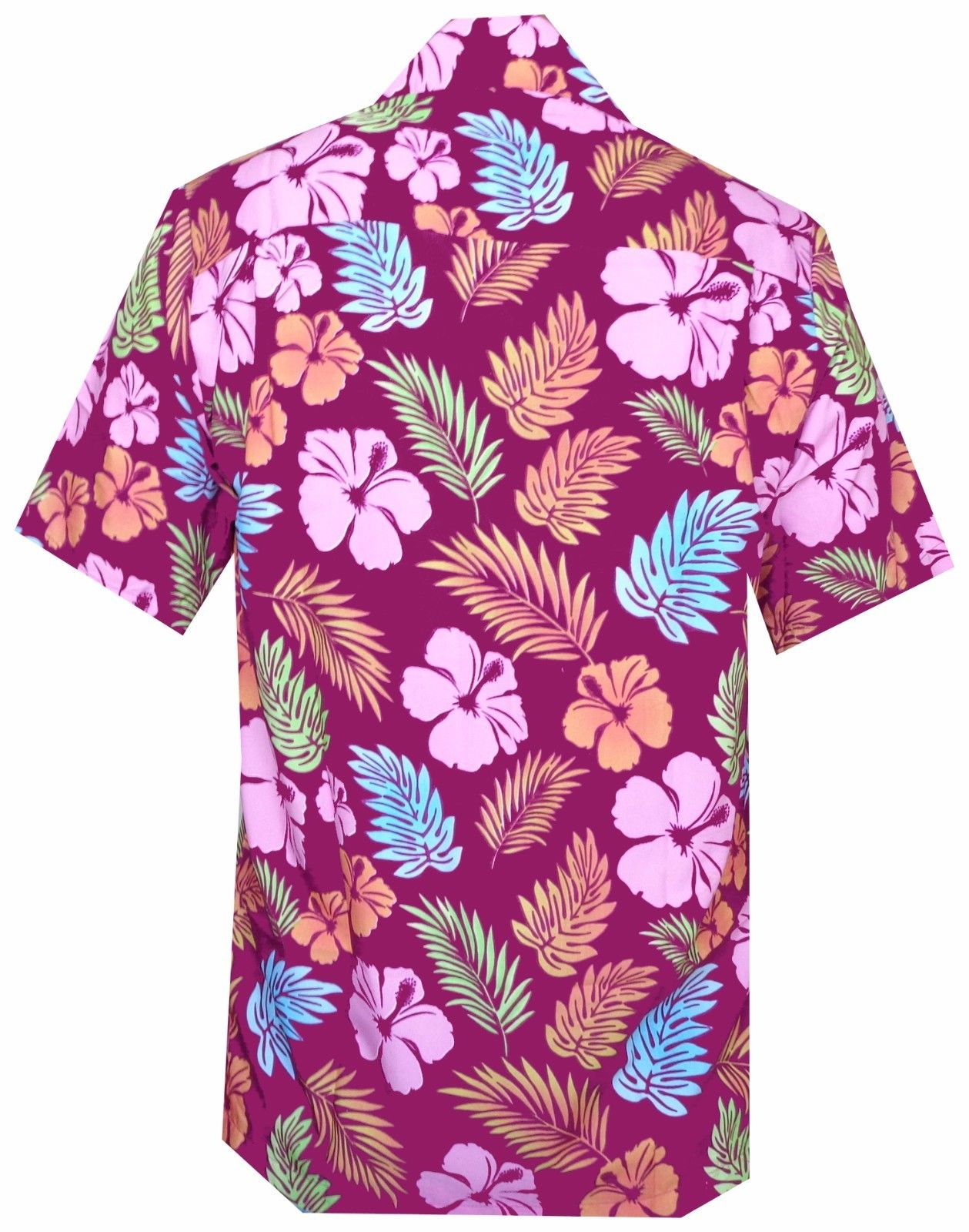 Hawaiian Shirt Mens Hibiscus Floral Leaf Print Beach Aloha Camp Party ...