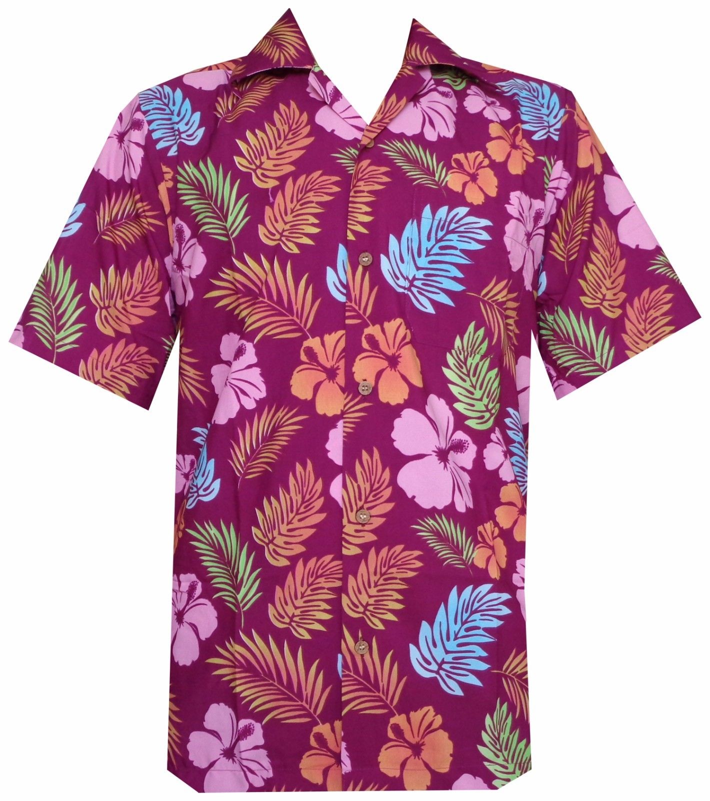 Camisa Hawaiana Hombre Hibisco Floral Leaf Print Playa Aloha Camp Party - Imagen 7 de 21