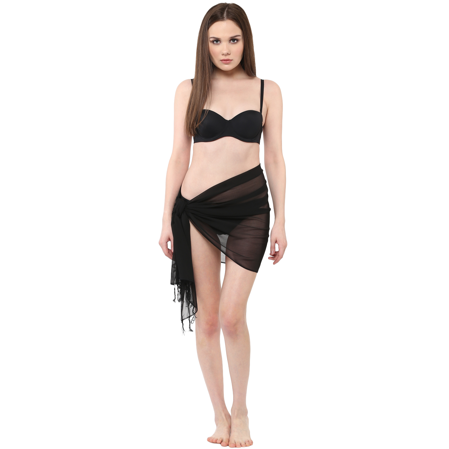Half Sarong Women Solid Plain Beach Swimsuit Sheer Cover Up - Picture 8 of 23