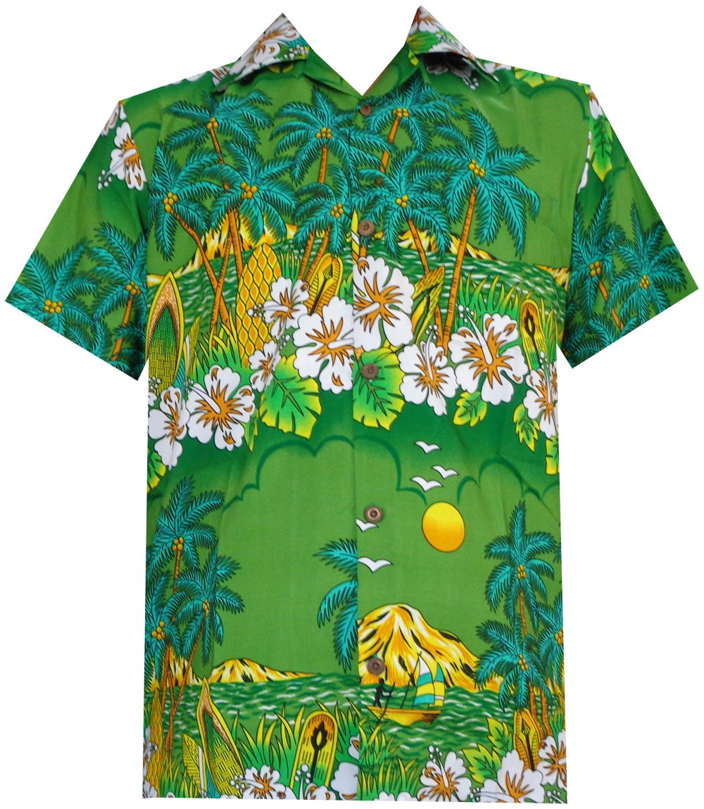 Hawaiian Shirts Mens Floral Scenic Beach Aloha Party Camp Short Sleeve Holiday - Picture 7 of 21