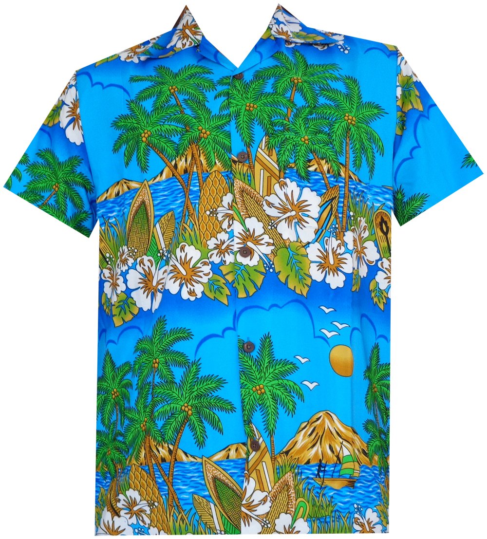 Hawaiian Shirts Mens Floral Scenic Beach Aloha Party Camp Short Sleeve Holiday - Picture 15 of 21